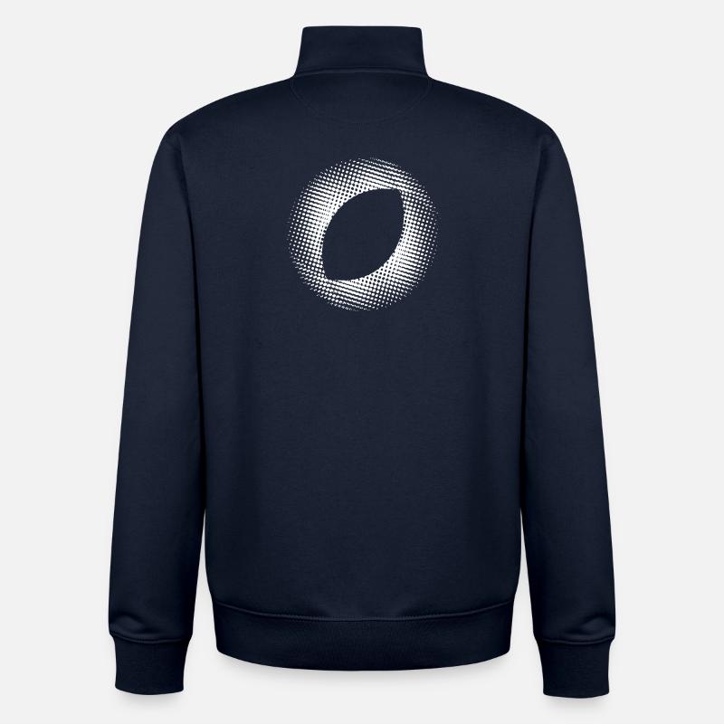 en pointillés, ovale blanc - Sweat zippé unisexe en coton bio Stanley/Stella - marine