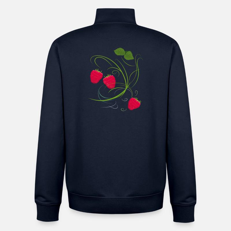 Raspberry, Fruit - Unisex Organic Zip Sweatshirt by Stanley/Stella - navy