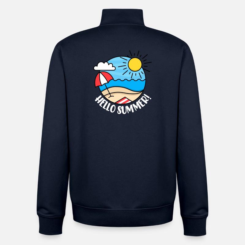 Hello Summer 2 (dark) - Unisex Organic Zip Sweatshirt by Stanley/Stella - navy