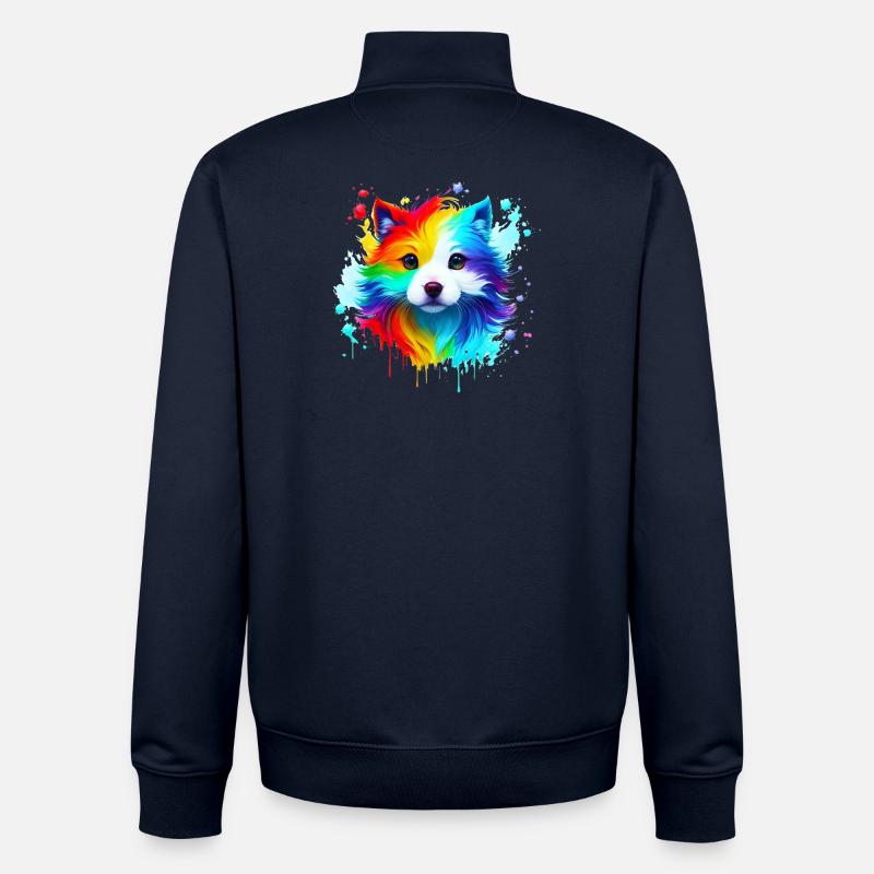 Spray arc-en-ciel pour chiot - Sweat zippé unisexe en coton bio Stanley/Stella - marine