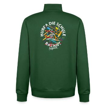 Hurra die Schule brennt - Unisex Organic Zip Sweatshirt von Stanley/Stella - Flaschengrün - Hinten - AI Model Male 185 dark (185cm)