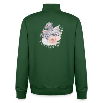 beautiful Japanese-style dragon & flowers - Unisex Organic Zip Sweatshirt by Stanley/Stella - bottle green - Back - AI Model Male 185 dark (185cm)