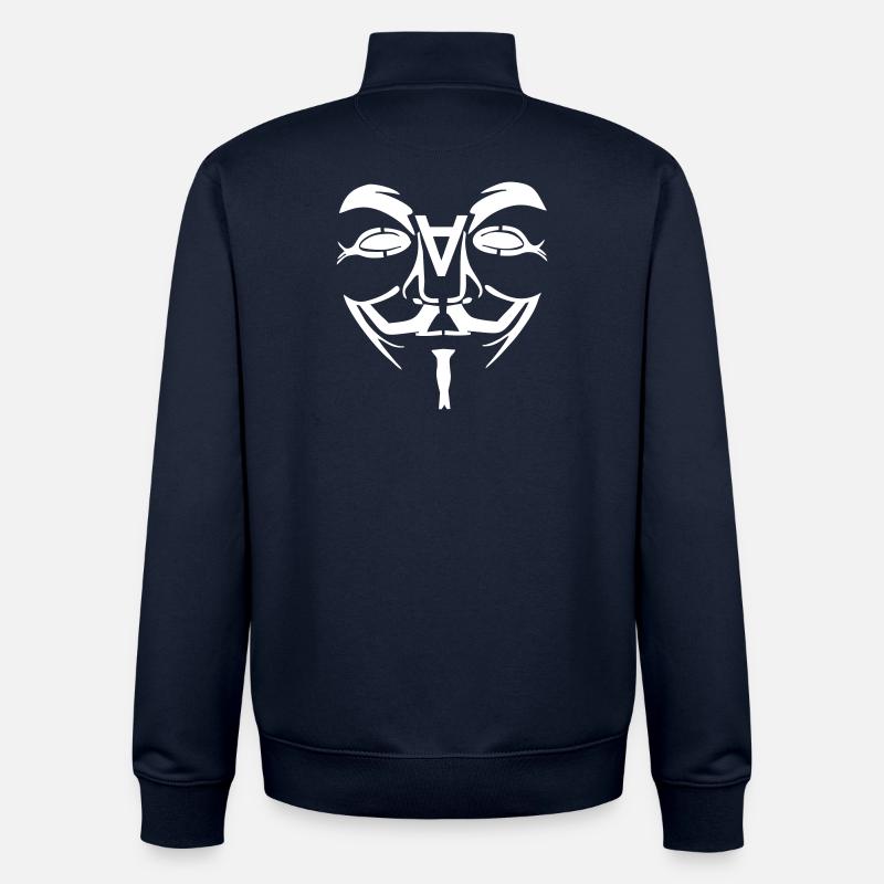 Anonymous Design Gesicht mit A - Unisex Organic Zip Sweatshirt von Stanley/Stella - Navy
