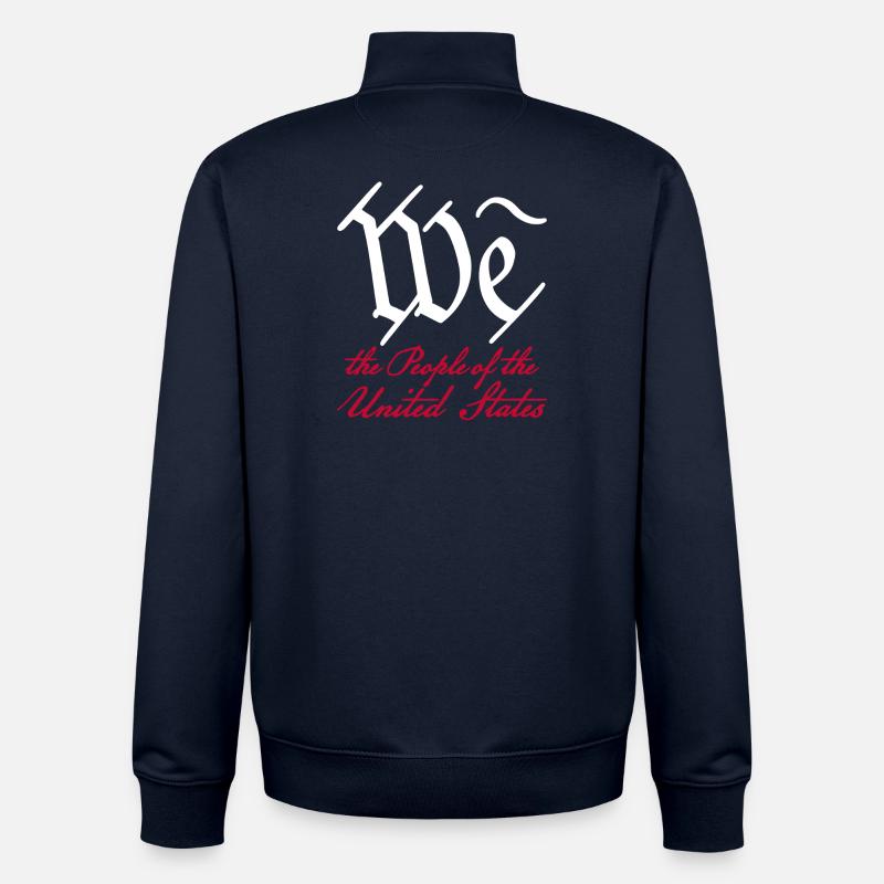 Nous, le Peuple, 2 (sombre) - Sweat zippé unisexe en coton bio Stanley/Stella - marine