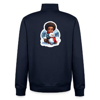 Design de bonhomme de neige adapté aux enfants - Sweat zippé unisexe en coton bio Stanley/Stella - marine - Dos - AI Model Male 185 light (185cm)