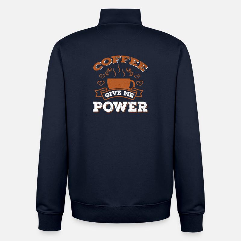 Le café me donne du pouvoir - Sweat zippé unisexe en coton bio Stanley/Stella - marine
