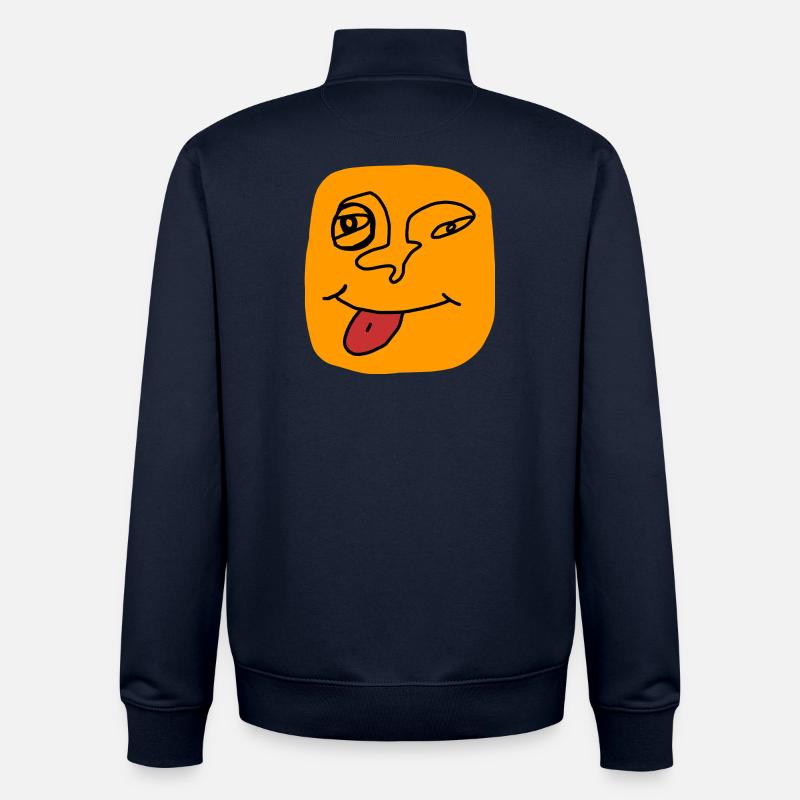 Face Jouer avec la Langue - Sweat zippé unisexe en coton bio Stanley/Stella - marine