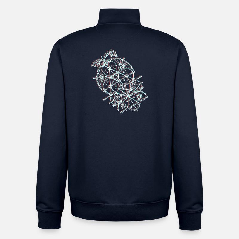 Orbite géométrique anaglyphe - Sweat zippé unisexe en coton bio Stanley/Stella - marine