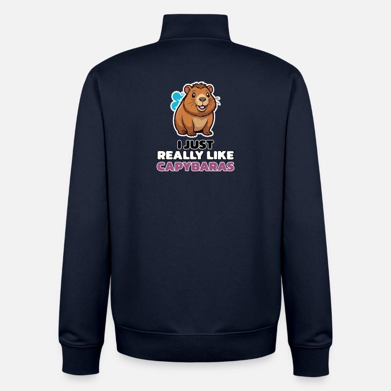I JUST REALLY LIKE CAPYBARAS - Unisex Organic Zip Sweatshirt by Stanley/Stella - navy