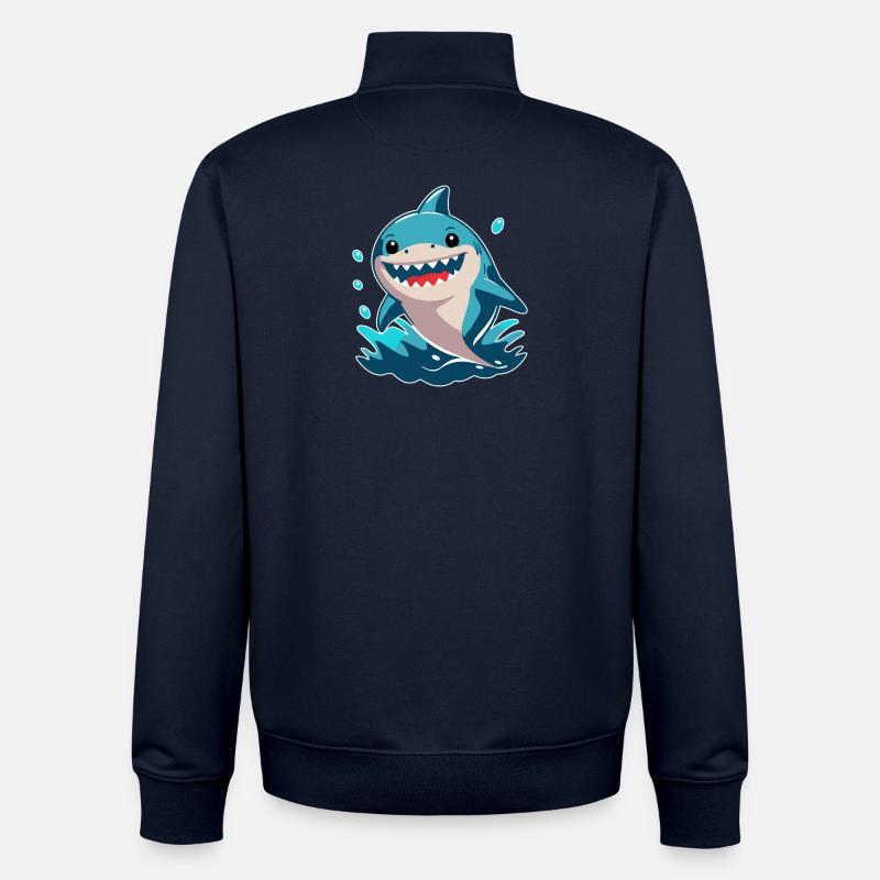 Petit requin - Sweat zippé unisexe en coton bio Stanley/Stella - marine