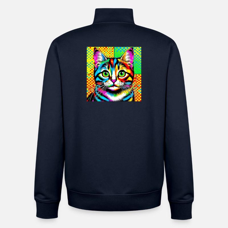Katze Pop Art - Unisex Organic Zip Sweatshirt von Stanley/Stella - Navy