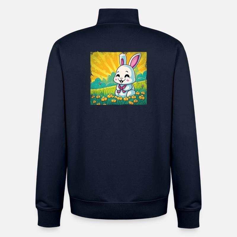 Style comique de lapin drôle - Sweat zippé unisexe en coton bio Stanley/Stella - marine