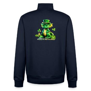 Süßer St. Patrick's Day Drache mit Klee. - Unisex Organic Zip Sweatshirt von Stanley/Stella - Navy - Hinten - AI Model Male 185 light (185cm)