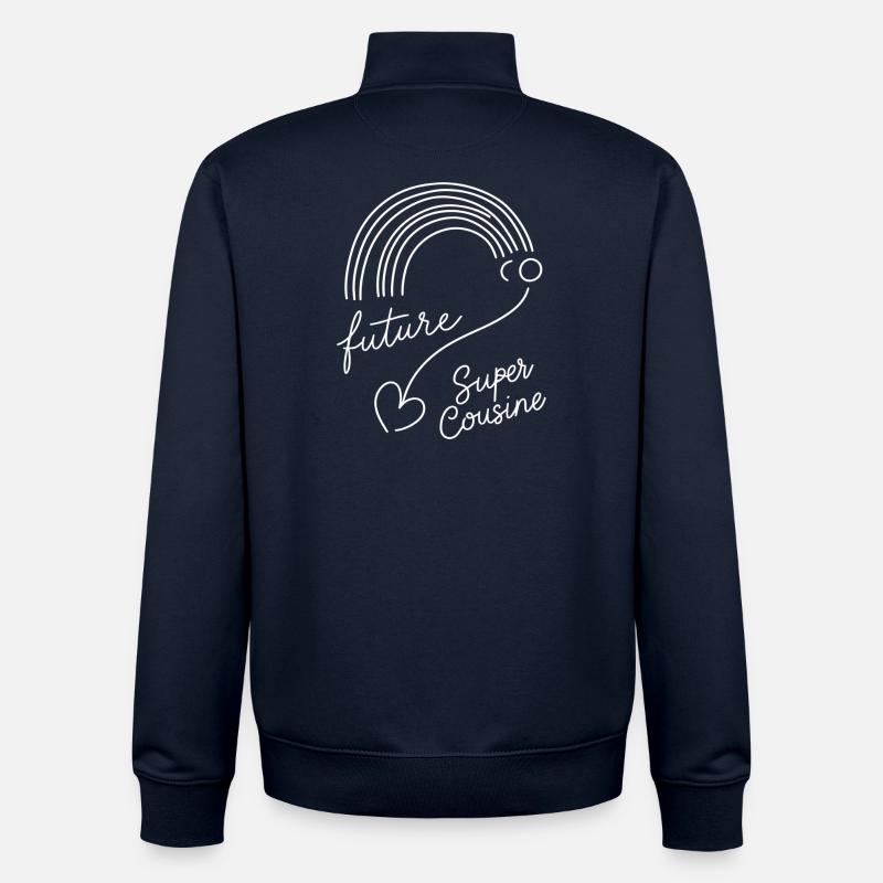 annonce grossesse future super cousine - Sweat zippé unisexe en coton bio Stanley/Stella - marine