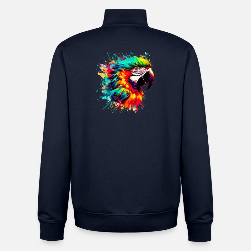 Perroquet - Sweat zippé unisexe en coton bio Stanley/Stella - marine