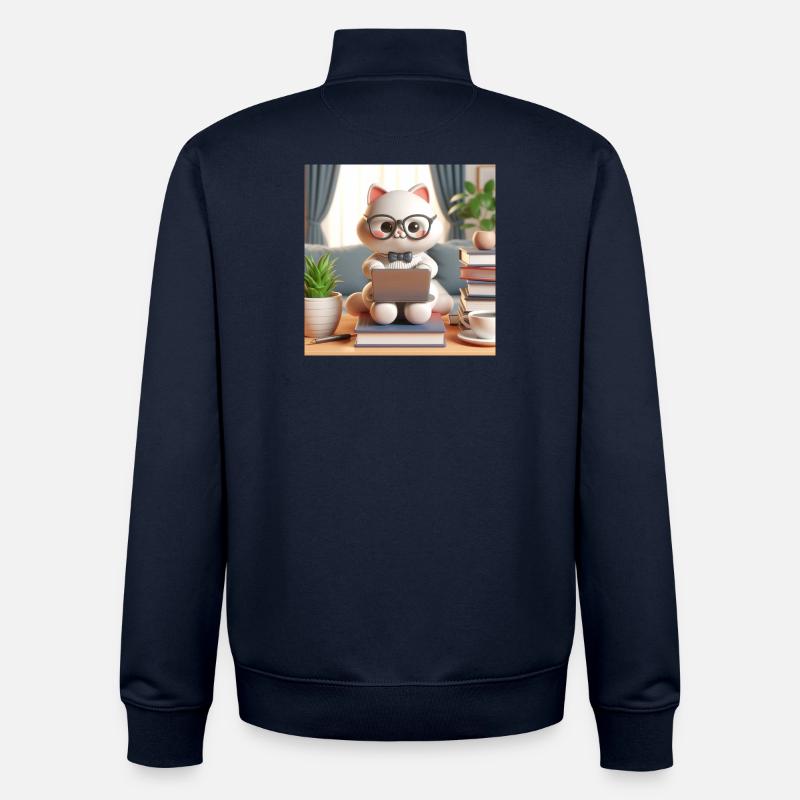 3D-Computer-Katze - Unisex Organic Zip Sweatshirt von Stanley/Stella - Navy