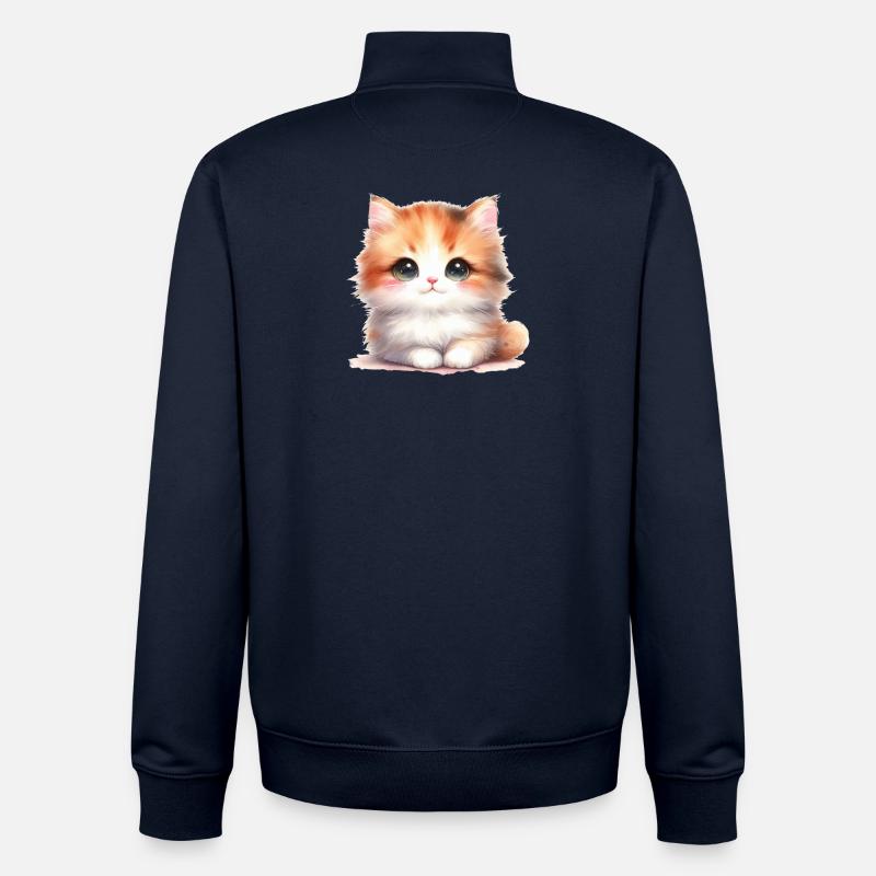 Chat mignon - Sweat zippé unisexe en coton bio Stanley/Stella - marine