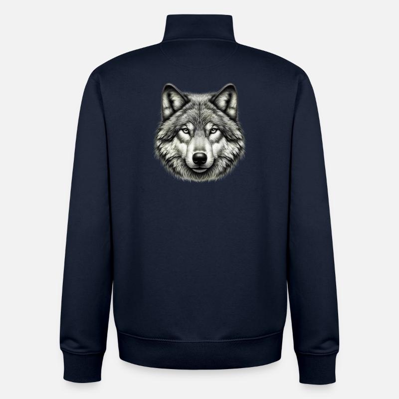 Wolf - Unisex Organic Zip Sweatshirt by Stanley/Stella - navy