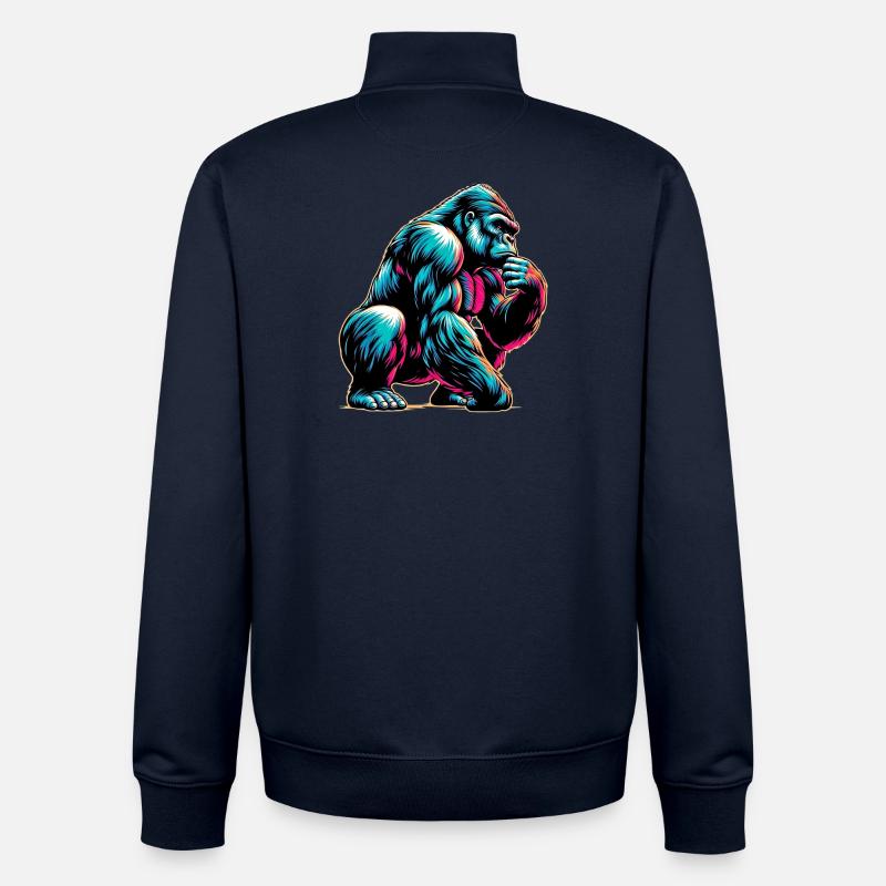 Gorille - Sweat zippé unisexe en coton bio Stanley/Stella - marine