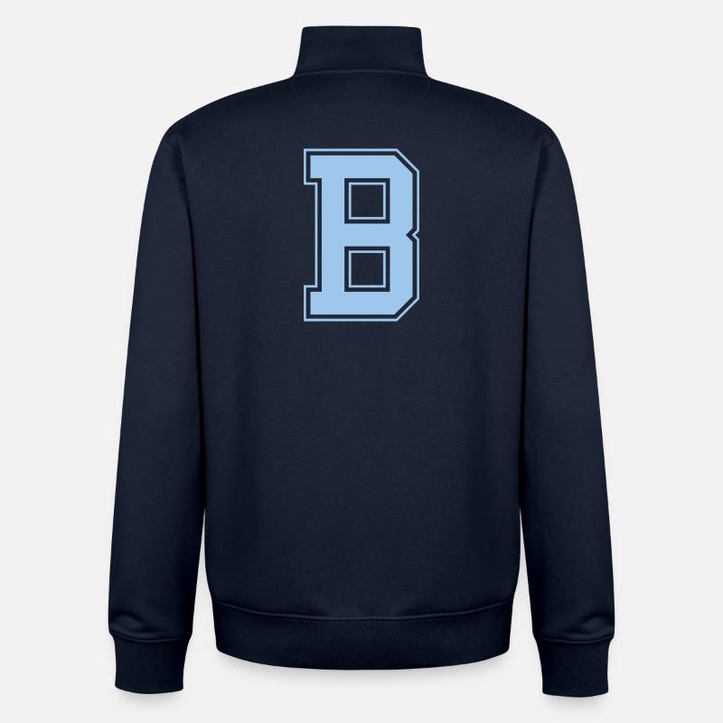 Monogramm Hellblau Varsity College Initiale B - Unisex Organic Zip Sweatshirt von Stanley/Stella - Navy