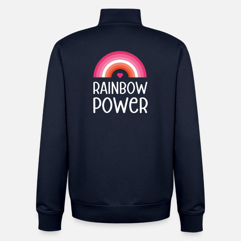 LGBT Pride Month - Rainbow Power - Unisex Organic Zip Sweatshirt by Stanley/Stella - navy