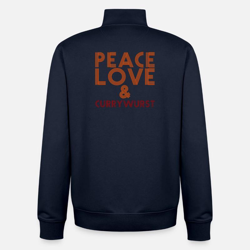 Paix, amour et Currywurst - Sweat zippé unisexe en coton bio Stanley/Stella - marine