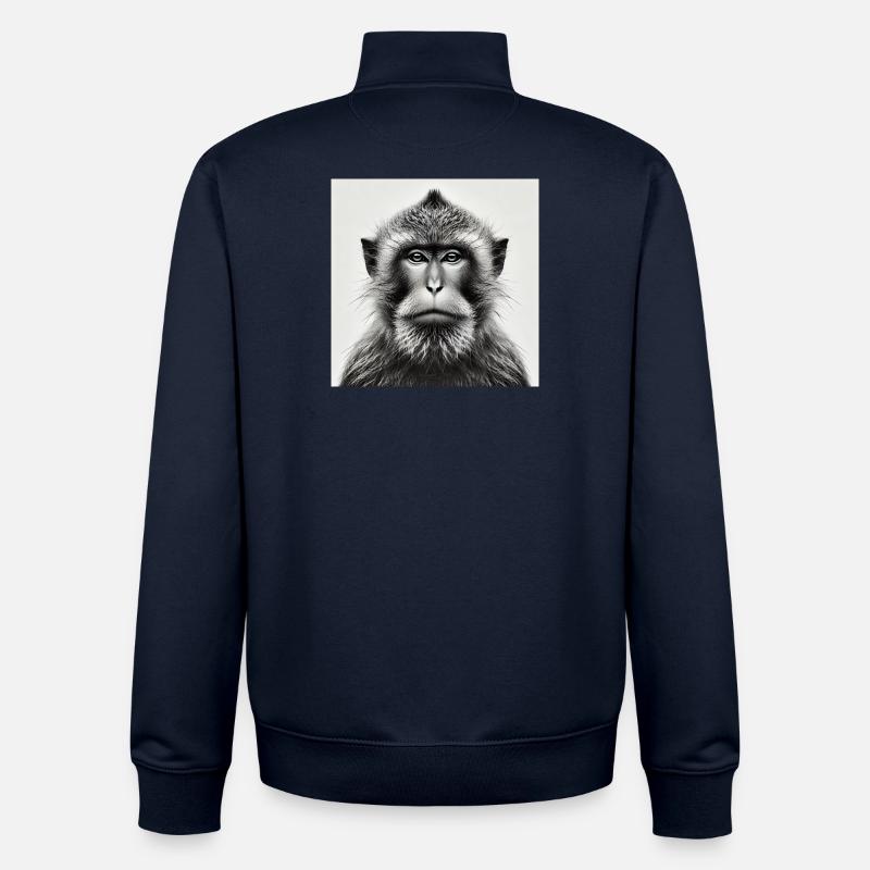 Affe in Graustufen - Unisex Organic Zip Sweatshirt von Stanley/Stella - Navy