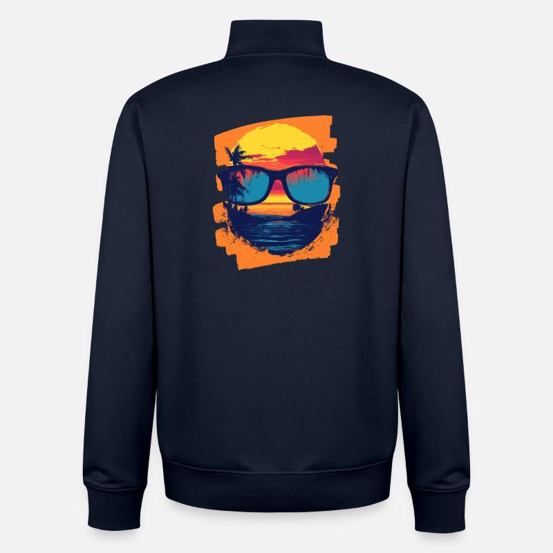 Lunettes de soleil Palmiers d’été - Sweat zippé unisexe en coton bio Stanley/Stella - marine