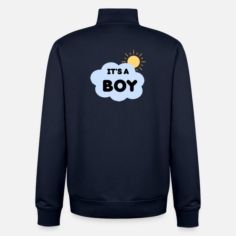 Durchsage Geburtsjunge Cloud Sun, es ist ein Junge - Unisex Organic Zip Sweatshirt von Stanley/Stella - Navy