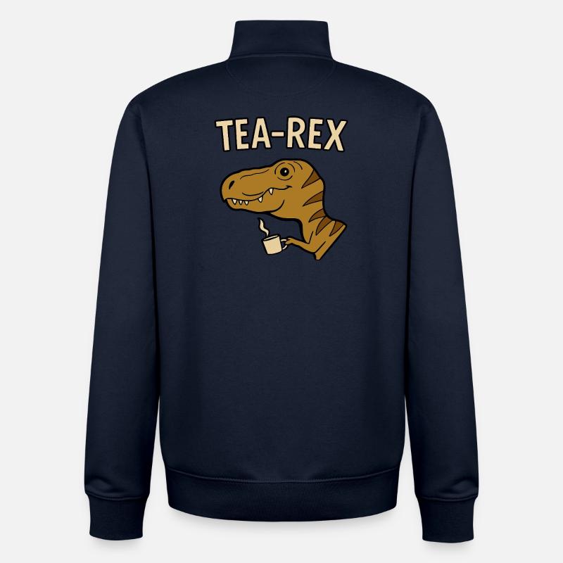 Thé Rex Dinosaure avec tasse - Sweat zippé unisexe en coton bio Stanley/Stella - marine