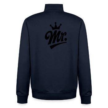 Mr. & Krone, personnalisable - Sweat zippé unisexe en coton bio Stanley/Stella - marine - Dos - AI Model Male 185 light (185cm)