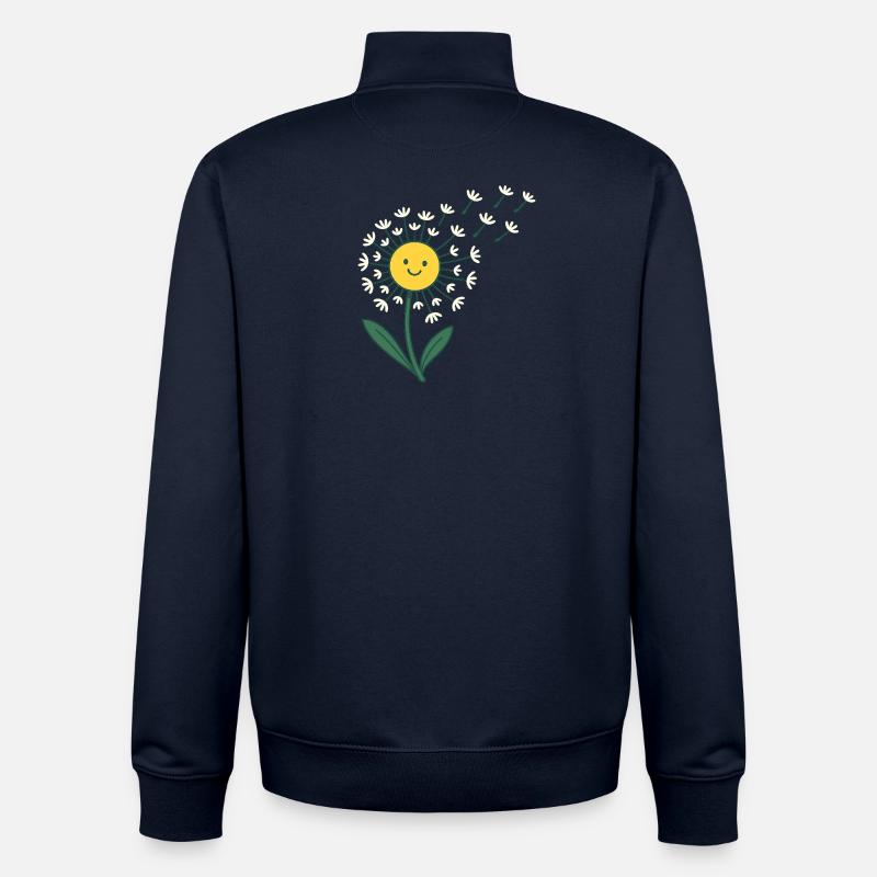 Lächelnde Sonne mit Blütenstrahlen - Unisex Organic Zip Sweatshirt von Stanley/Stella - Navy