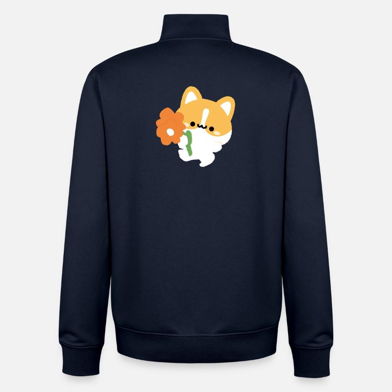Corgi romantique - Sweat zippé unisexe en coton bio Stanley/Stella - marine