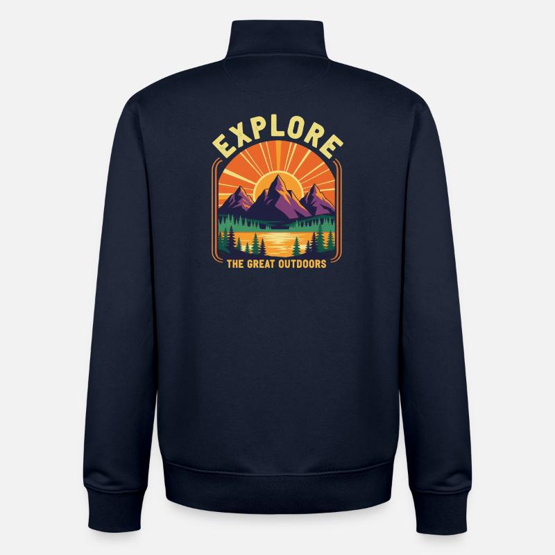 Explorez les grands espaces - Sweat zippé unisexe en coton bio Stanley/Stella - marine