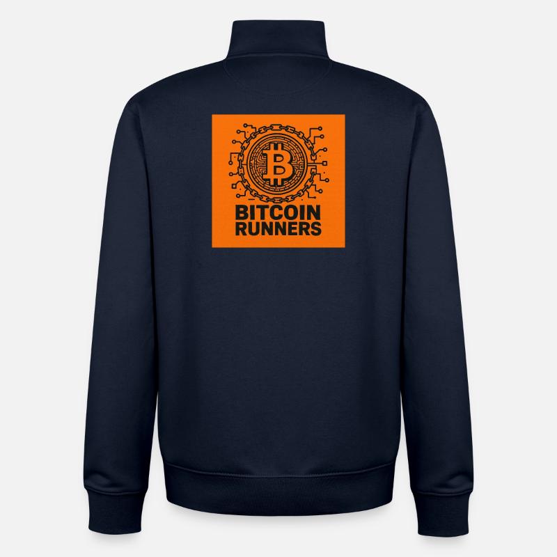BITCOINRUNNERS - Sweat zippé unisexe en coton bio Stanley/Stella - marine