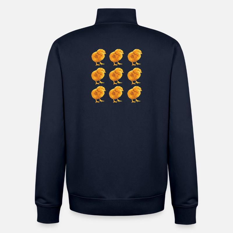 Modèle de poussin pour le printemps et la nature - Sweat zippé unisexe en coton bio Stanley/Stella - marine