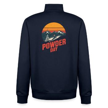 Ski Powder Day Freeride Retro Emblem Schnee - Unisex Organic Zip Sweatshirt von Stanley/Stella - Navy - Hinten - AI Model Male 185 light (185cm)