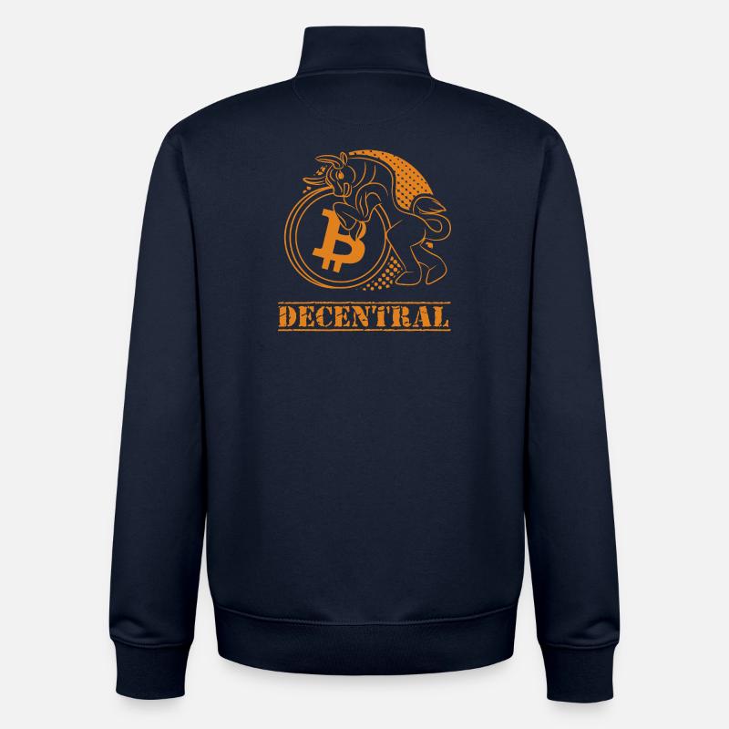 Decentral – Design classique du Bitcoin - Sweat zippé unisexe en coton bio Stanley/Stella - marine