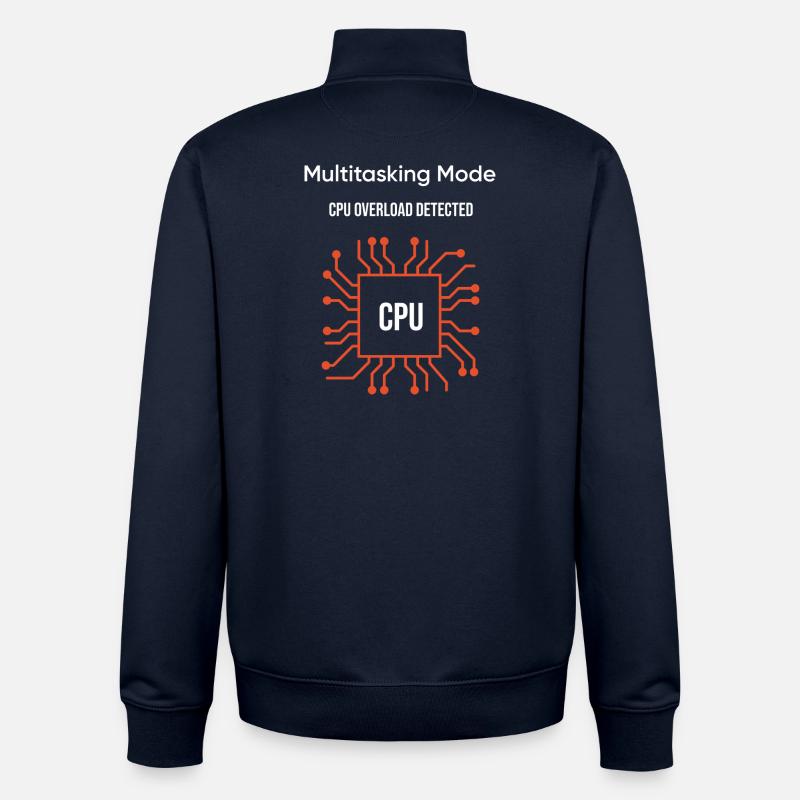 Multitasking Mode – CPU Overload Detected - Unisex Organic Zip Sweatshirt by Stanley/Stella - navy