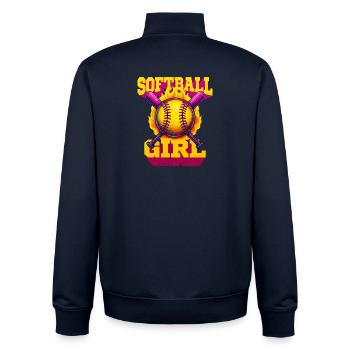 Softball - Unisex Organic Zip Sweatshirt von Stanley/Stella - Navy - Hinten - AI Model Male 185 light (185cm)