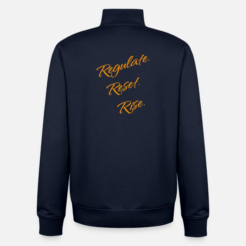 Regulate. Reset. Rise. – Nervous System - Unisex Organic Zip Sweatshirt by Stanley/Stella - navy