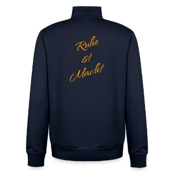 Calm is power – mindfulness saying - Unisex Organic Zip Sweatshirt by Stanley/Stella - navy - Back - AI Model Male 185 light (185cm)