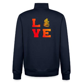 Direkte Roadbike Aussage - Unisex Organic Zip Sweatshirt von Stanley/Stella - Navy - Hinten - AI Model Male 185 light (185cm)