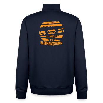 Safari Afrique faune du Serengeti éléphant d’Halloween - Sweat zippé unisexe en coton bio Stanley/Stella - marine - Dos - AI Model Male 185 light (185cm)