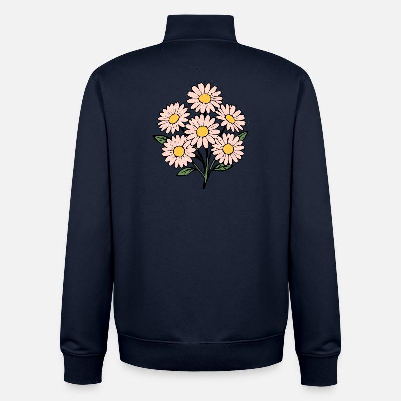 Bouquet fleur fleur rose pastel - Sweat zippé unisexe en coton bio Stanley/Stella - marine
