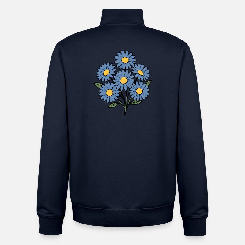 Bouquet fleur de fleurs bleues - Sweat zippé unisexe en coton bio Stanley/Stella - marine