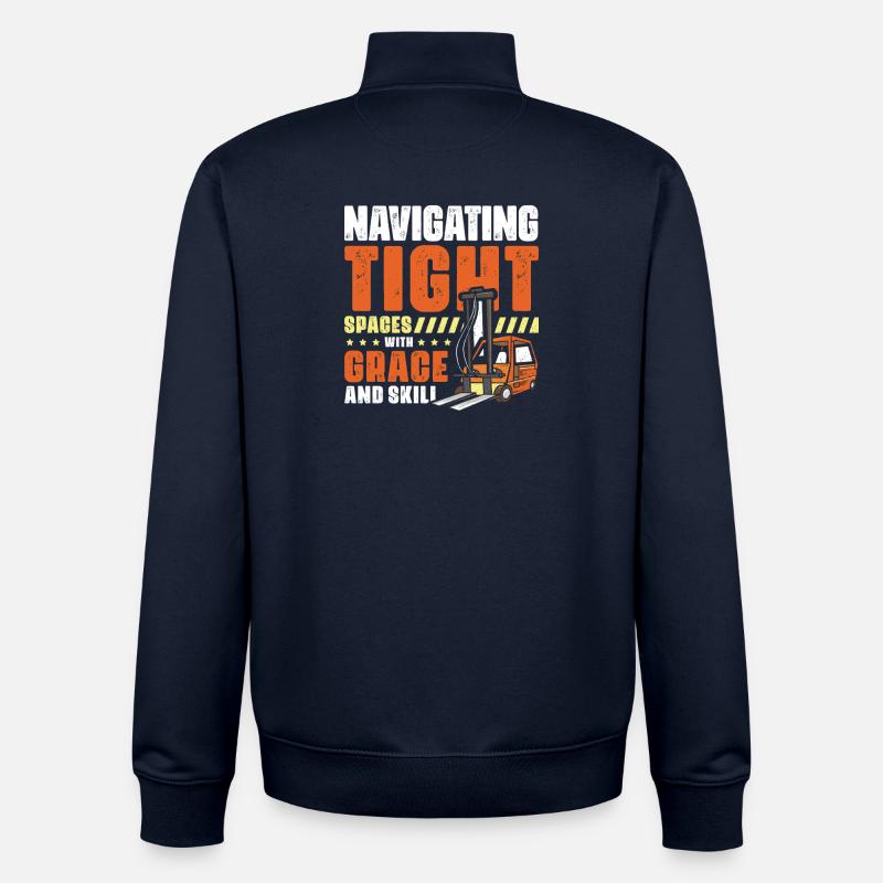 Staplerfahrer Englisch Spruch Stapler - Unisex Organic Zip Sweatshirt von Stanley/Stella - Navy