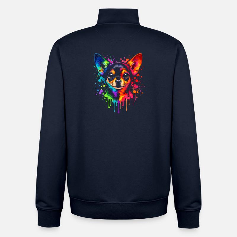 Chihuahua | Art pop pour petits chiens - Sweat zippé unisexe en coton bio Stanley/Stella - marine