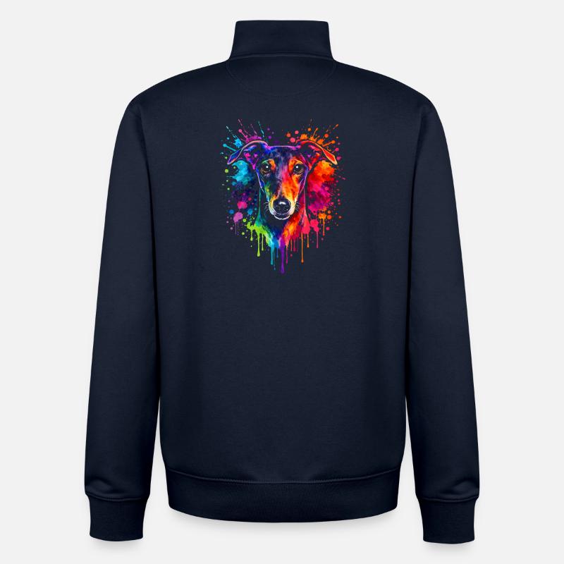 Lévrier | Greyhound Pop Art - Sweat zippé unisexe en coton bio Stanley/Stella - marine