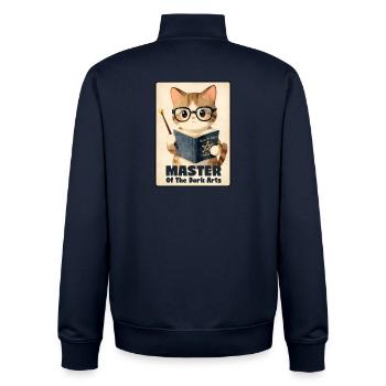 Witzige Katzenmeisterin der Dork-Künste - Unisex Organic Zip Sweatshirt von Stanley/Stella - Navy - Hinten - AI Model Male 185 light (185cm)